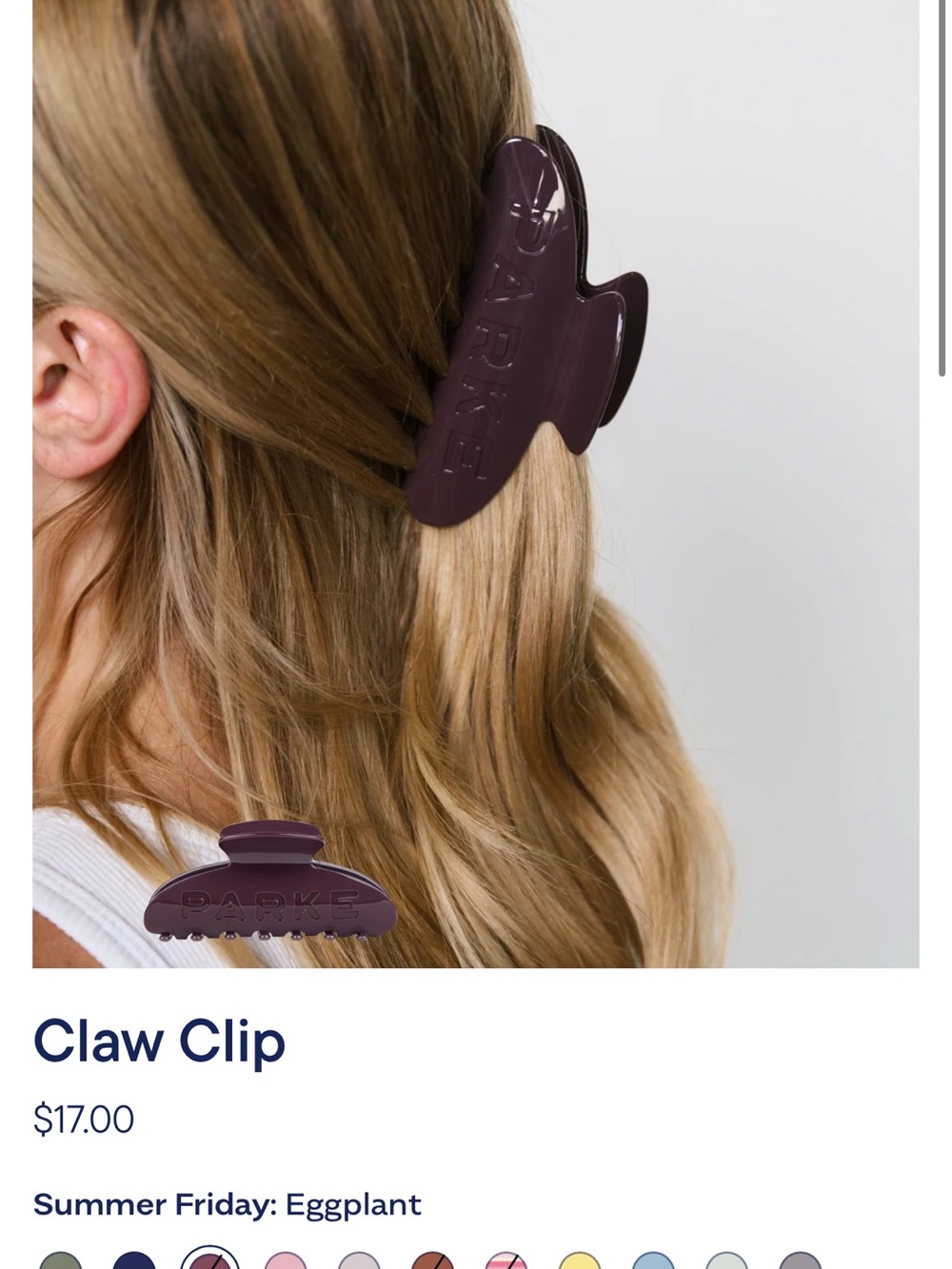 PARKE Claw Clip Summer Friday Eggplant Purple - Picture 2 of 2